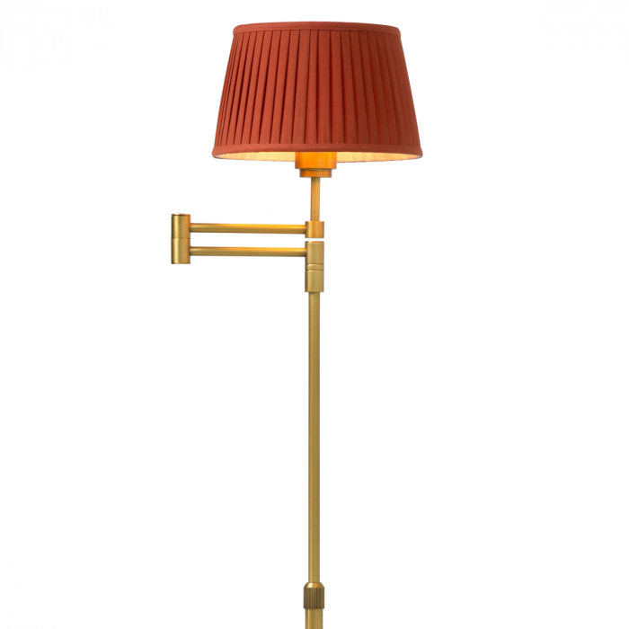 Lampă de podea Corbin, finisaj din alamă cu aspect vintage, include abajur portocaliu [3]