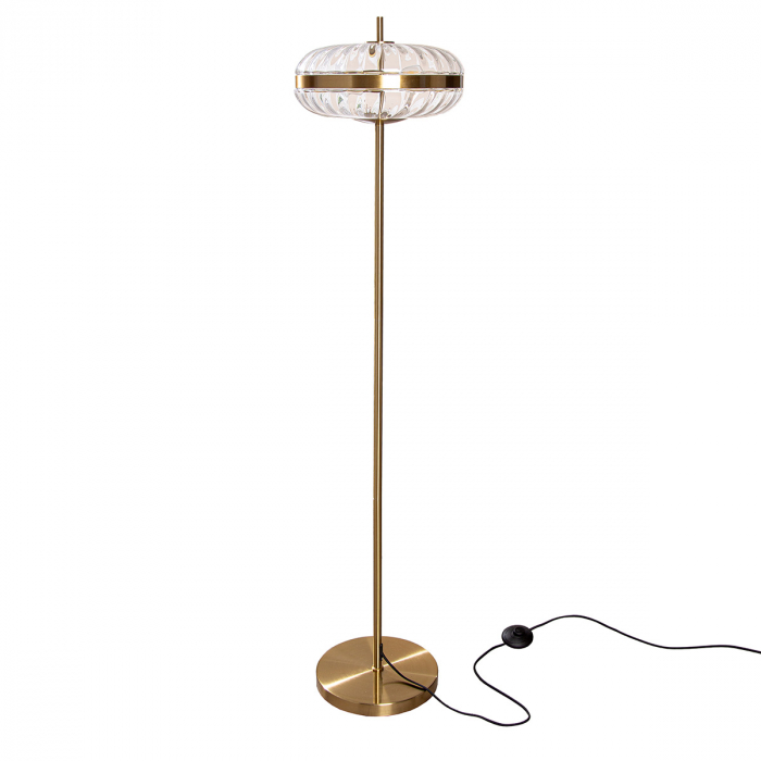 Lampă de podea, Glamour, Model linie, Sticlă, Metal, auriu, PU 1, H. 150 cm, D. 35 cm [1]