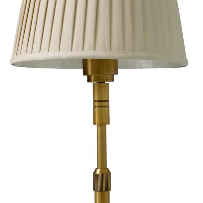 Lampă de podea Tryon, finisaj din alamă cu aspect vintage, include abajur bej [3]