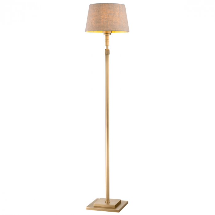 Lampă de podea Tryon, finisaj din alamă cu aspect vintage, include abajur de in, Dims: W. 20 | D. 20 | H. 146.5  (CM) [2]