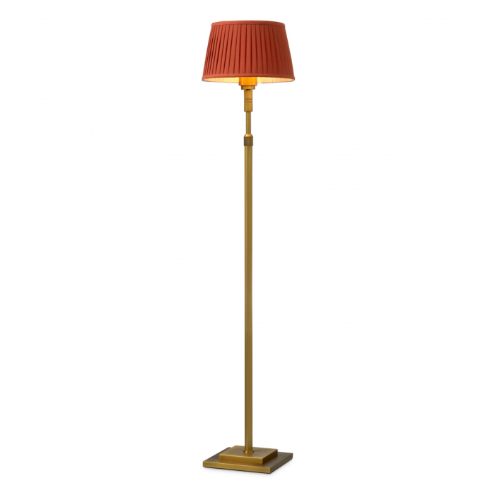 Lampă de podea Tryon, finisaj din alamă cu aspect vintage, include abajur portocaliu [1]