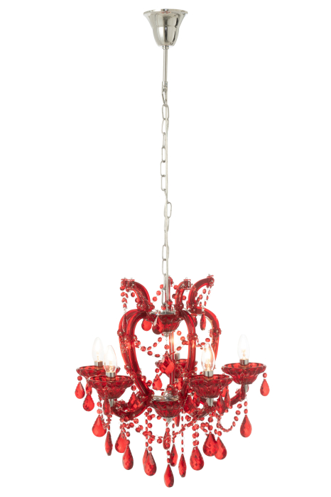 Lampa de tavan/ candelabru, sticla antica, rosu [3]