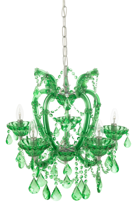 Lampa de tavan/ candelabru, sticla antica, verde smarald [5]