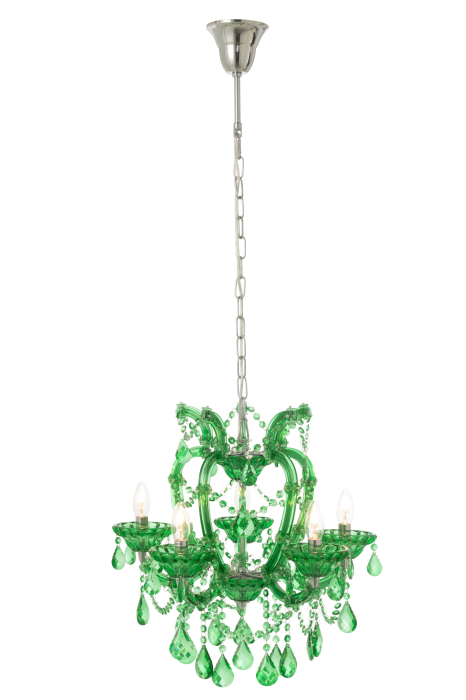 Lampa de tavan/ candelabru, sticla antica, verde smarald [3]