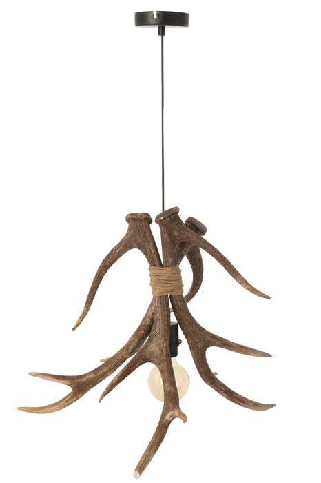 Lampa de tavan, coarne de cerb, polirasina, maro, L [2]