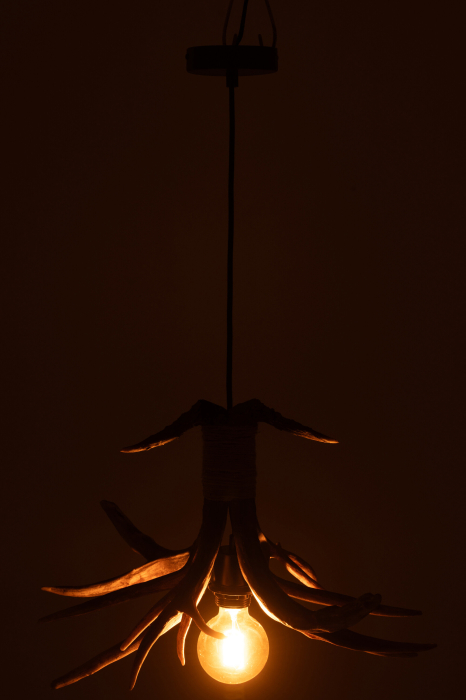 Lampa de tavan, coarne de cerb, polirasina, maro, S [5]