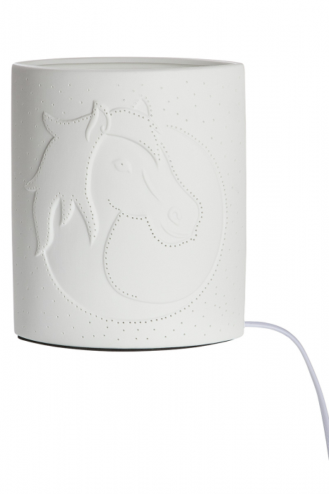 Lampa Ellipse Horse, Portelan, Alb, 18x28x10 cm