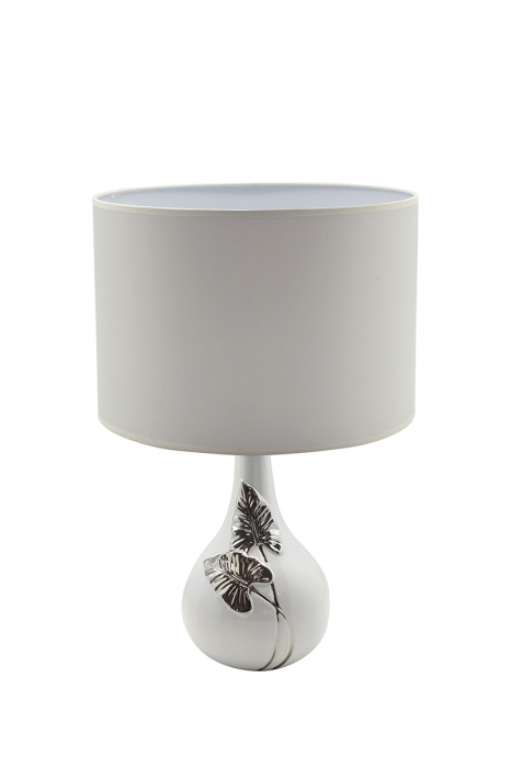 Lampa Manaos, ceramica, argintiu alb, 28x28x39 cm