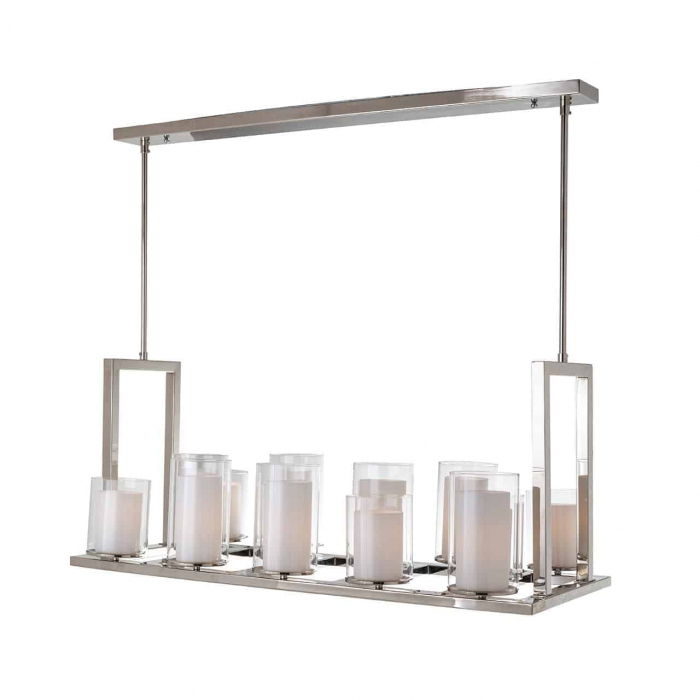 Lampa suspendata Naila, Sticla Otel inoxidabil, Argintiu Transparent, 92x98x48 cm