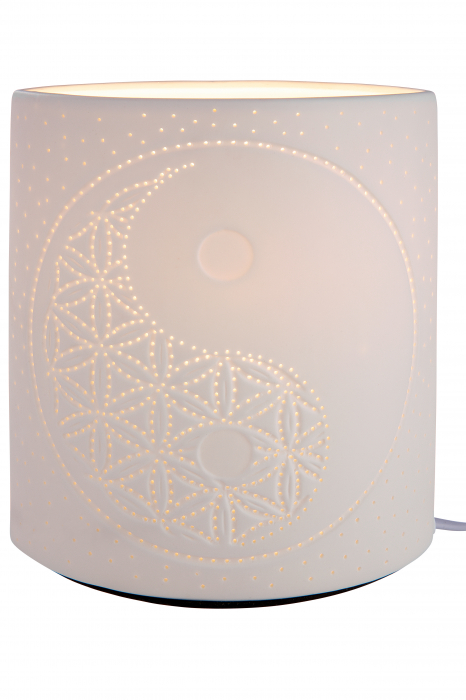 Lampa Yin Yang, portelan, alb, 17x20x10 cm