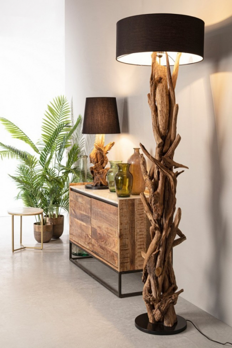 Lampadar Bluma, Lemn de tec, Negru, x55x180 cm [4]