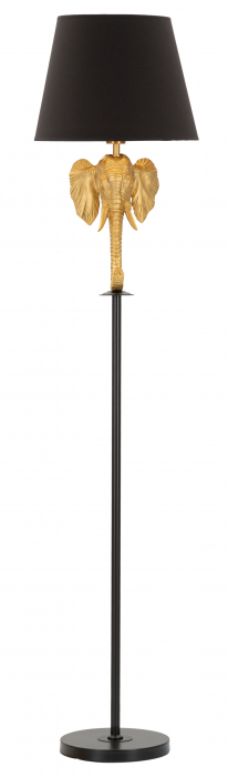 Lampadar Elephant, Rasina/Fier/Hartie/Fibre sintetice, Auriu/Negru, 164x37x37 cm [6]