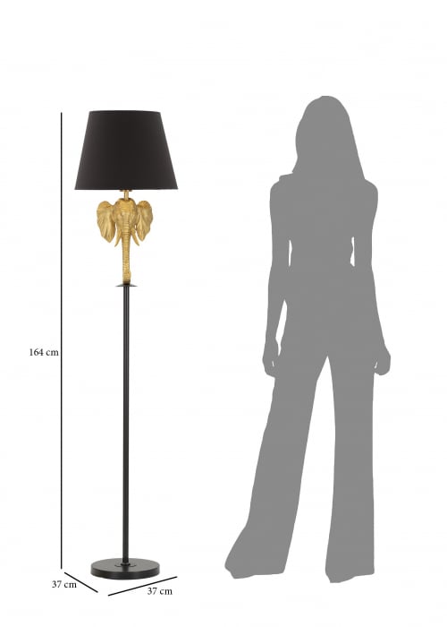 Lampadar Elephant, Rasina/Fier/Hartie/Fibre sintetice, Auriu/Negru, 164x37x37 cm [5]