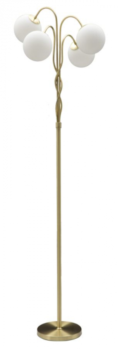 Lampadar Glam, fier/sticla, alb/auriu, 54X176 cm [2]