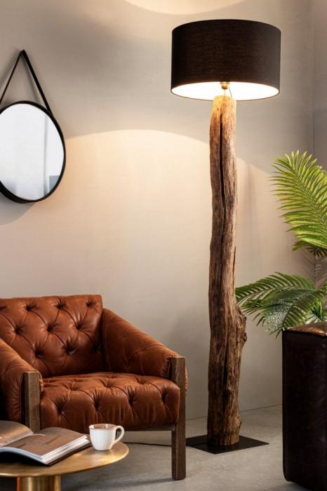 Lampadar Kleta, Lemn de tec, Negru, 55x180 cm [4]