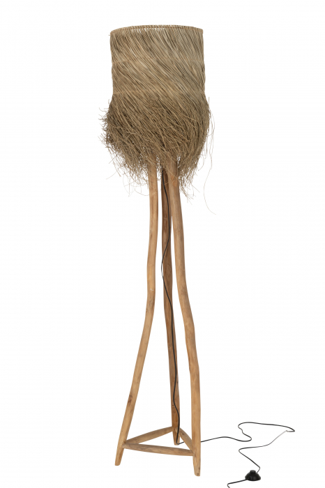 Lampadar Rafi, Rattan Bambus, Natural, 42.5x42.5x175 cm