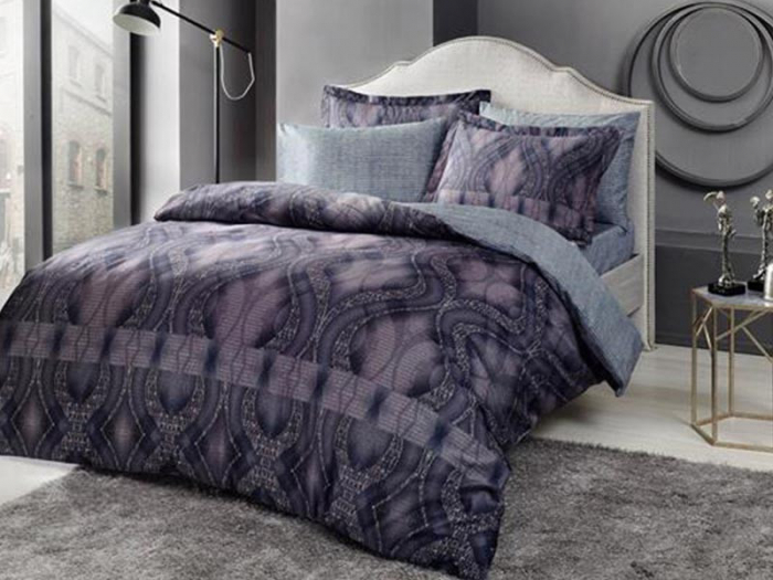 Lenjerie King Size Freja, Bumbac satinat, Mov Gri Linens imagine noua elgreco.ro
