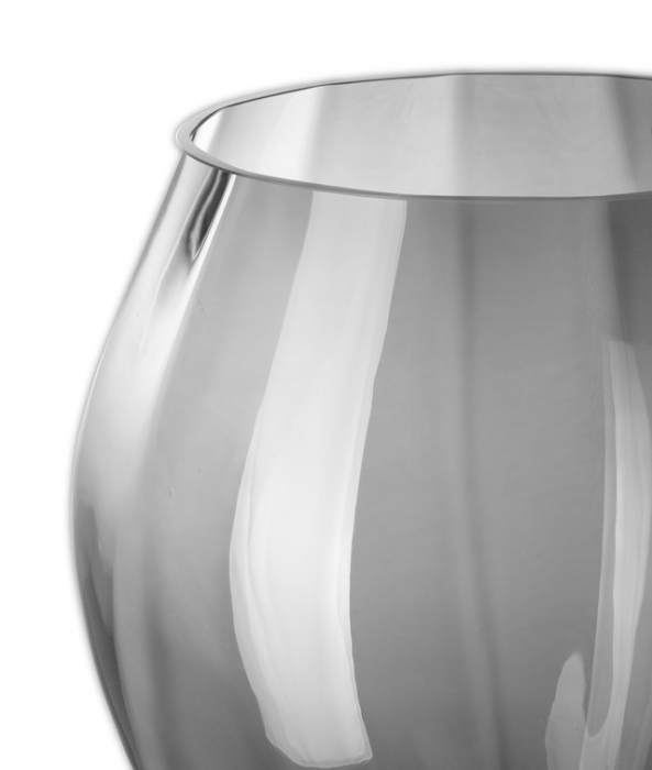 LILIAN, Vază, Suport lumânare, Sticlă gri, optic, h. 35 cm, d. 31,5 cm [3]