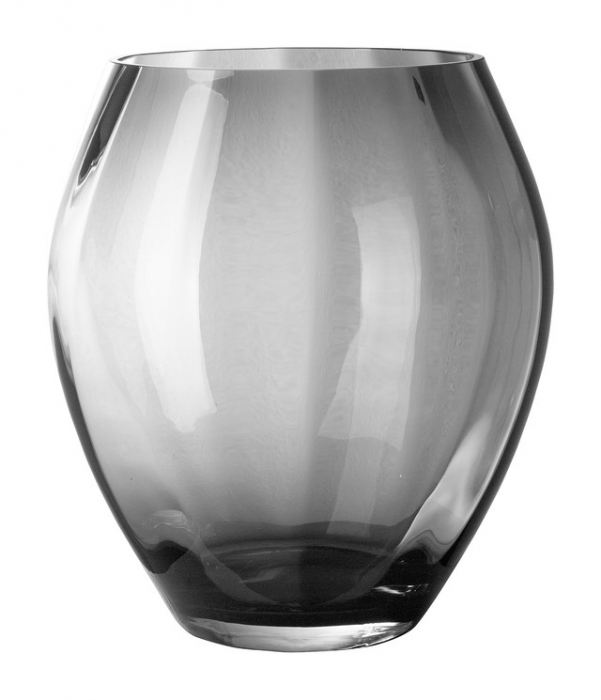 LILIAN, Vaza, Suport lumanare, Sticla gri, optic, h. 35 cm, d. 31,5 cm