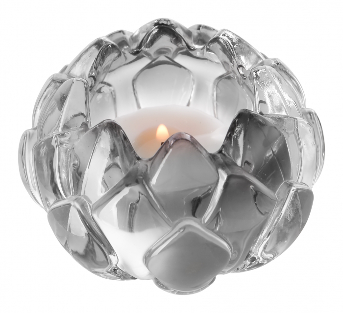 LOTTA, Suport de tea lights din sticlă, gri, h.5 cm, d.8,5 cm [3]