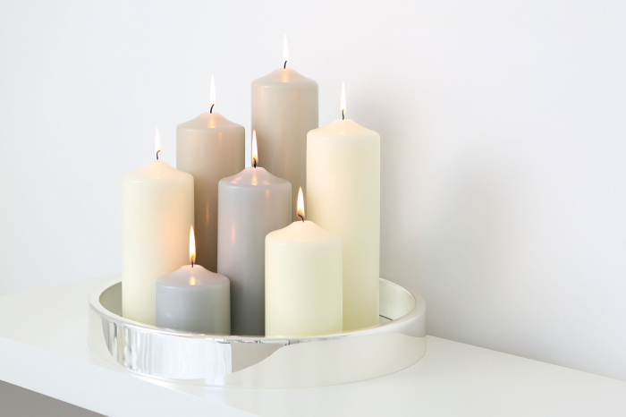 Lumanare Candle, Parafina, Crem, 15x8 cm