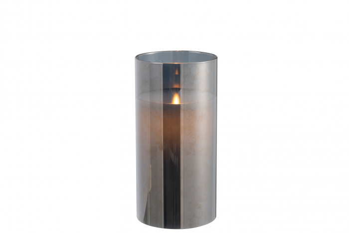 Lumanare LED, Sticla, Gri, 10x10x20 cm [2]