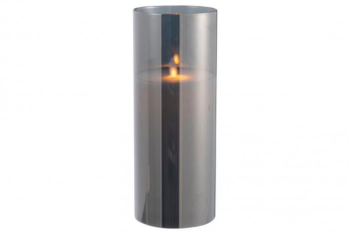 Lumanare LED, Sticla, Gri, 10x10x25 cm [2]