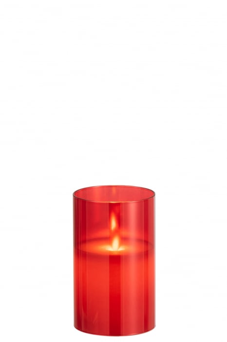 Lumanare LED, Sticla, Rosu, 7.5x7.5x12.5 cm [2]