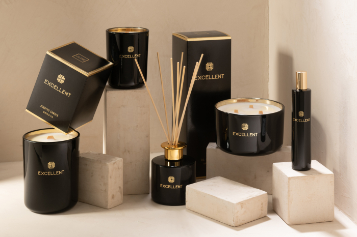 Lumanare parfumata, Sticla, Negru, 8x8x10.5 cm [4]