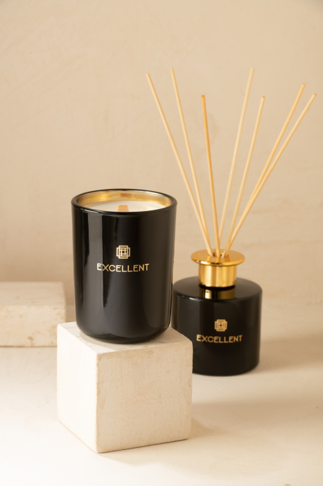 Lumanare parfumata, Sticla, Negru, 8x8x10.5 cm [1]