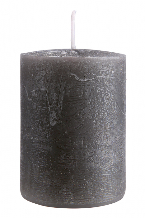 Lumanare Pillar, ceara, gri, 8x6 cm