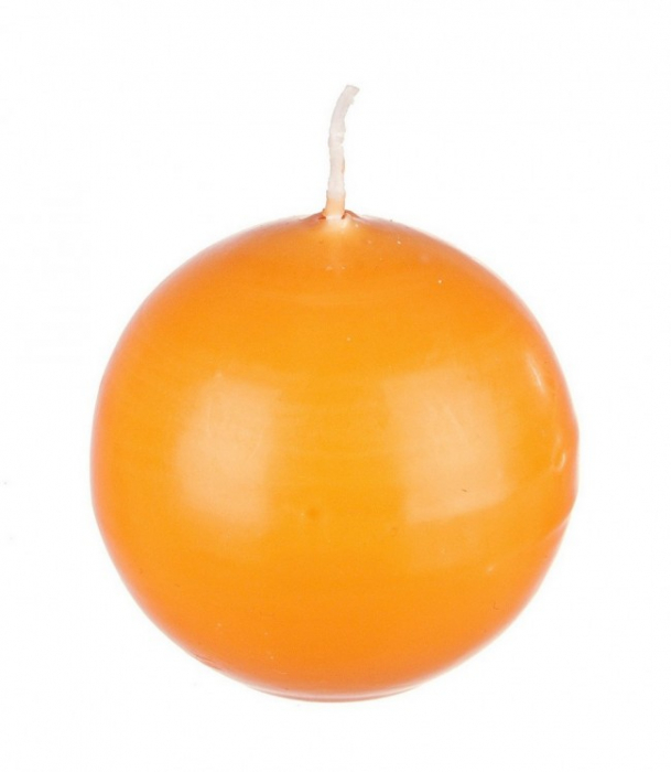 Lumanare Tangerine sfera, Ceara, Portocaliu, 7x7x7 cm