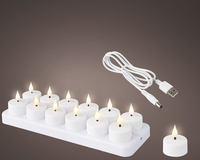 Lumanari tip pastila, Sursa de lumina (LED), Set de 12 lumanari tip pastila, alb, PU 2, H 4,5 cm, A. 4 cm [4]