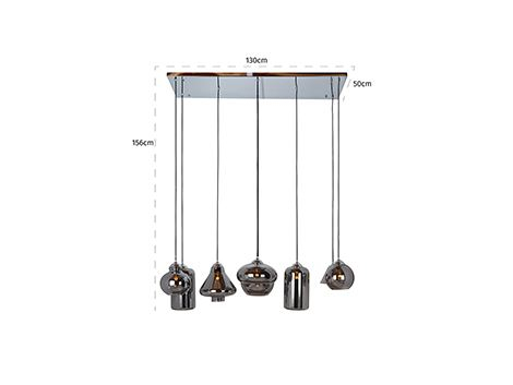 Lustra Crosley, Fier/Sticla, Fumuriu/Auriu, 155x130x50 cm [4]