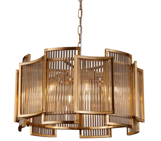Lustra Cyrine, Fier/Sticla, Auriu, 32/160x59x59 cm [2]