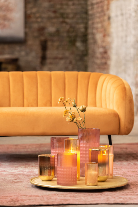 Set 2 crengute Magnolie, Plastic, Roz, 23x28x119 cm [2]