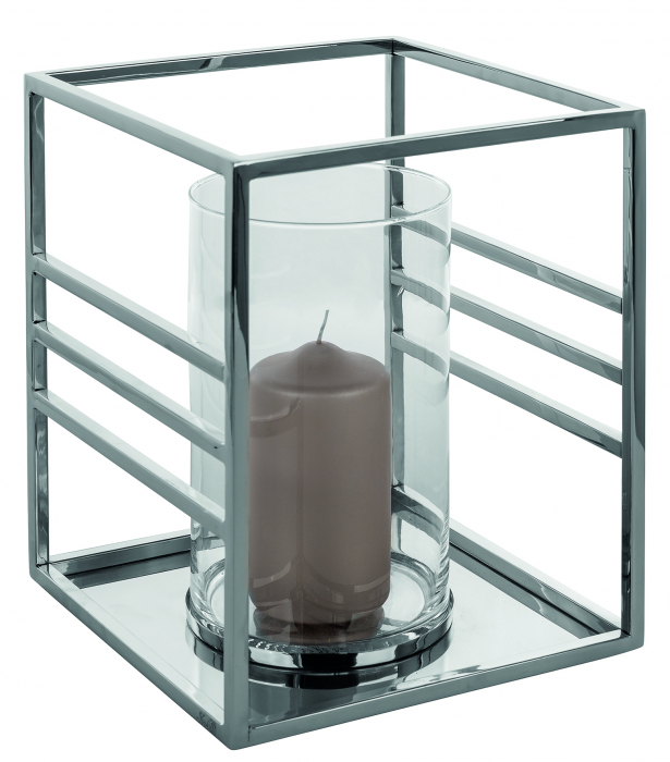 MALIBU, Suport lumânare cu sticlă, inox, l.25,5 cm, h.30 cm [2]