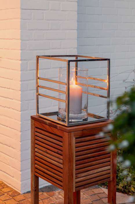 MALIBU, Suport lumânare cu sticlă, inox, l.25,5 cm, h.30 cm [8]