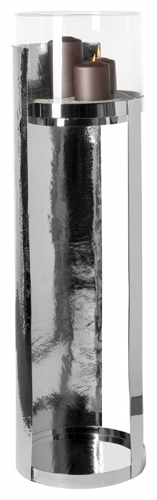 MANIAC, Suport lumânare incl. sticlă, nichel, h.102 cm, d.30 cm [3]
