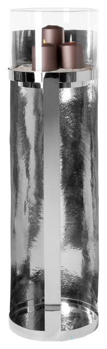 MANIAC, Suport lumânare incl. sticlă, nichel, h.102 cm, d.30 cm [4]