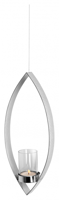 MARUF, Suport lumânare cu sticlă, suspendat, otel inoxidabil, 12x5,5x26 cm [2]