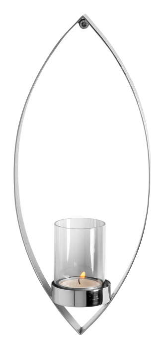 MARUF, Suport lumânare de perete cu sticlă, inox, 12x5,5x26 cm [4]