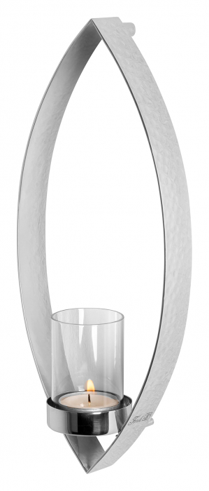 MARUF, Suport lumânare de perete cu sticlă, inox, 12x5,5x26 cm [2]