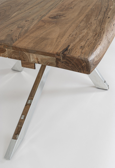 Masa Arkansas, Lemn/Metal, Maro/Argintiu, 180/260x90x77 cm [2]