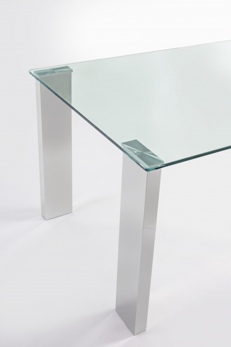 Masa Arley, Sticla/Metal, Transparent/Argintiu, 160x90x75 cm [4]