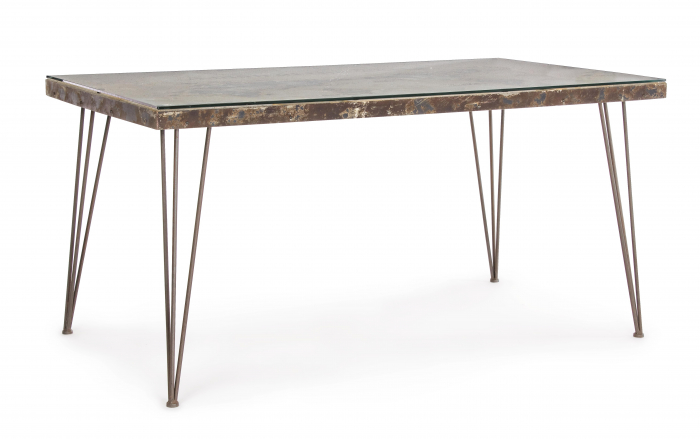 Masa Atlantide, Sticla/Metal, Maro, 160x90x77 cm [5]