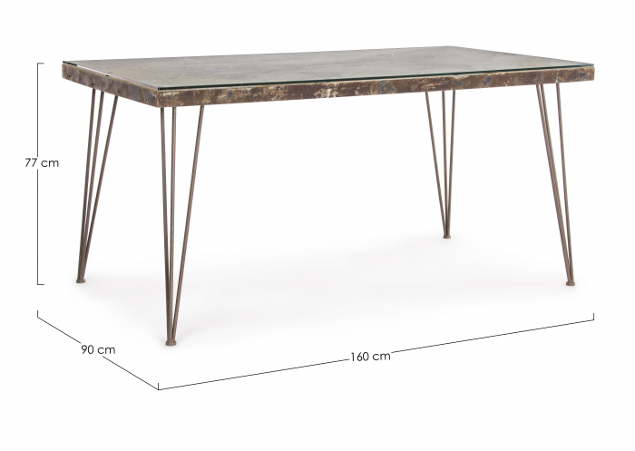 Masa Atlantide, Sticla/Metal, Maro, 160x90x77 cm [6]