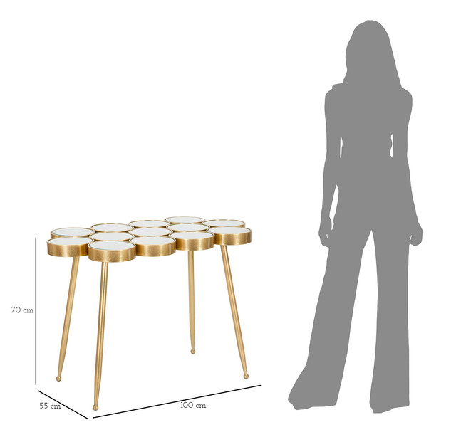 Masa Buttle, Fier/MDF/Oglinda, Auriu, 70x100x55 cm [9]