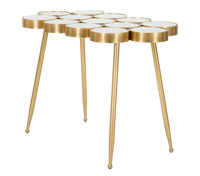 Masa Buttle, Fier/MDF/Oglinda, Auriu, 70x100x55 cm [4]