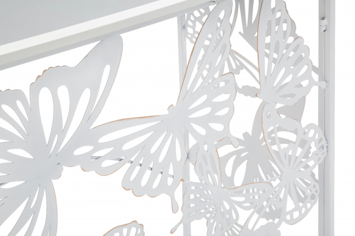 Masa consola Butterfly, fier/oglinda, alb,  121.5X41X81 cm [3]